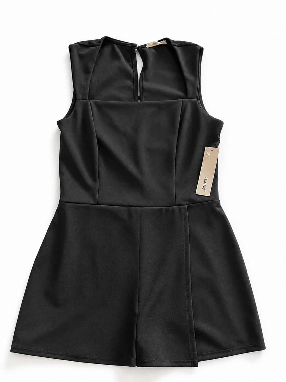 Timing Black Sleeveless Romper with Flared Shorts